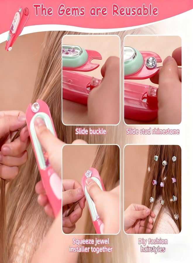 Gosuoa Hair Gem Stamper with 100 Pcs Mini Hair Elastics, Bling Hair Jewels for Girls Toys, Hair Bedazzler Hair Accessories for Girls 3-12 - Image 3